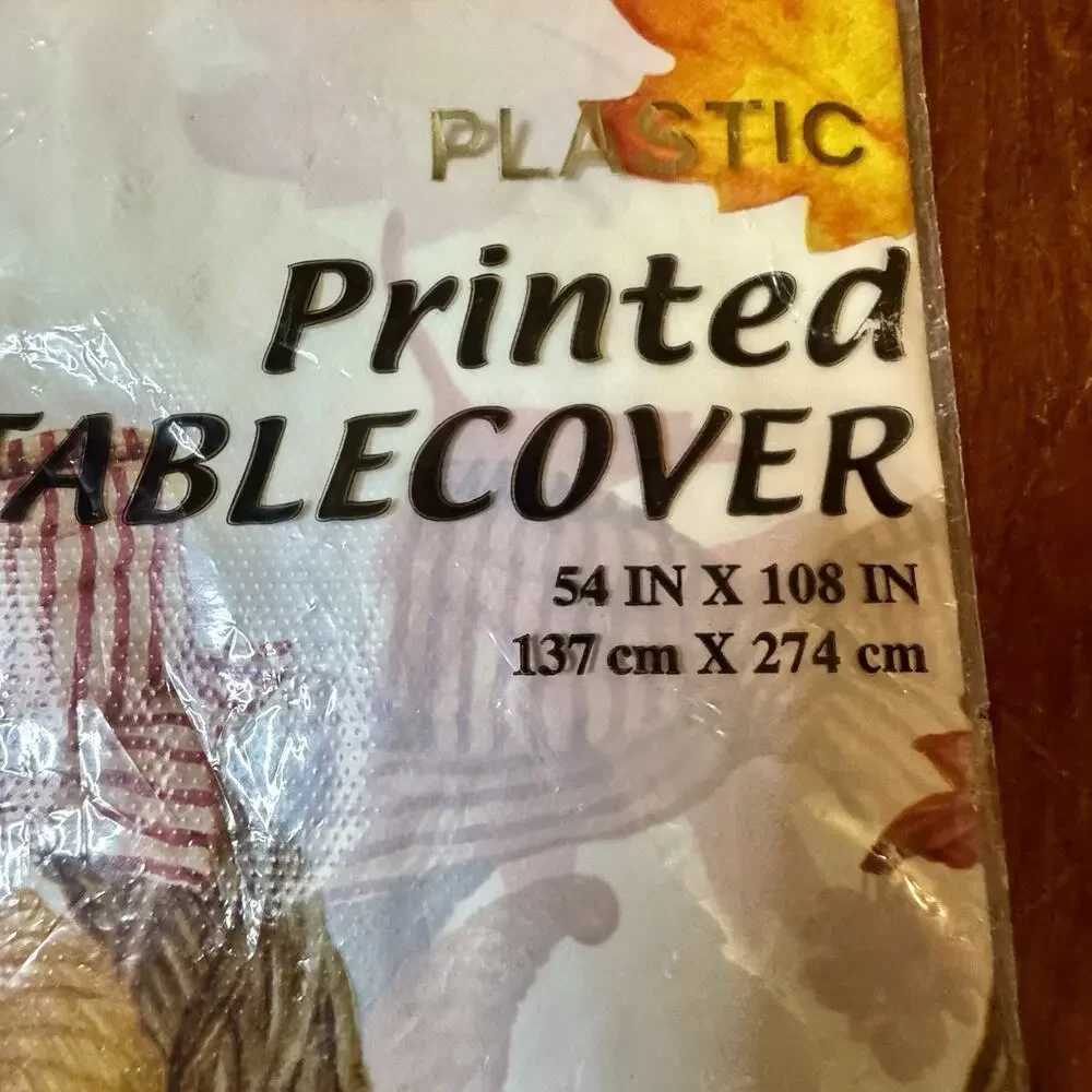 Vintage NOS Flomo Thanksgiving Plastic Tablecloth Cornucopia 54x108 Sealed